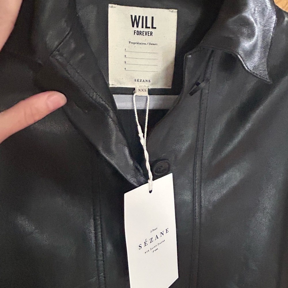 NWT Sezane Black Leather Will Jacket XS - Picture 4 of 5